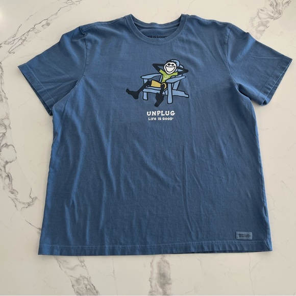 Life Is Good Other - Life is Good Crusher T-Shirt Blue Graphic Crew Neck Classic Fit Men XL